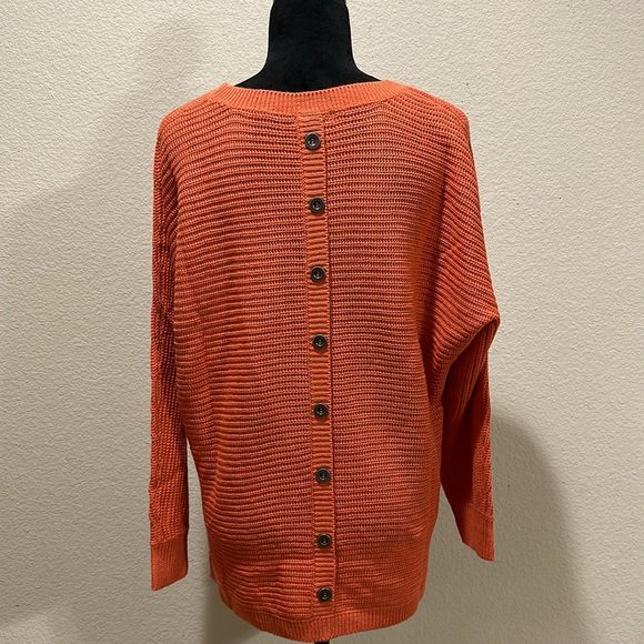 Burnt Orange Back Button Sweater - Picture 2 of 2